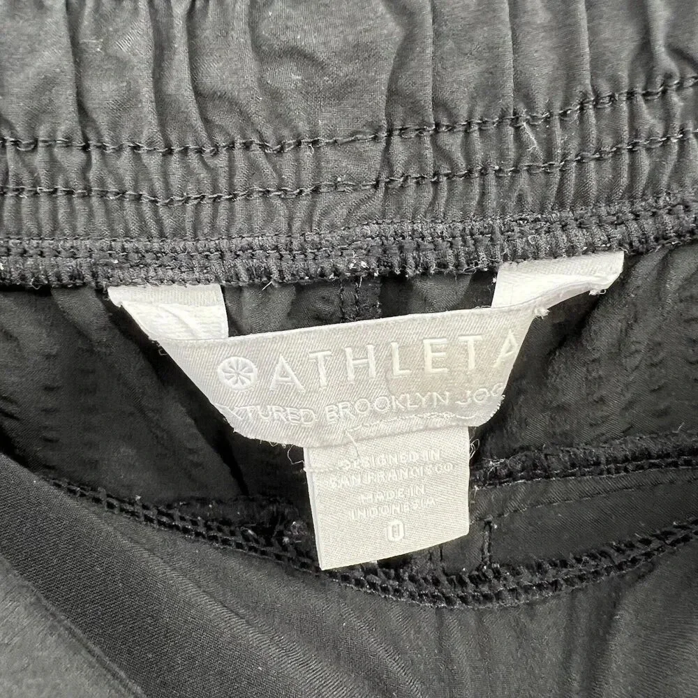 Athleta Black Textured Brooklyn Jogger Stretch Tapered Leg 566689 Women’s Size 0 - Picture 8 of 10